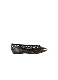 Perforated ballerinas with leather bow toe - Black intense