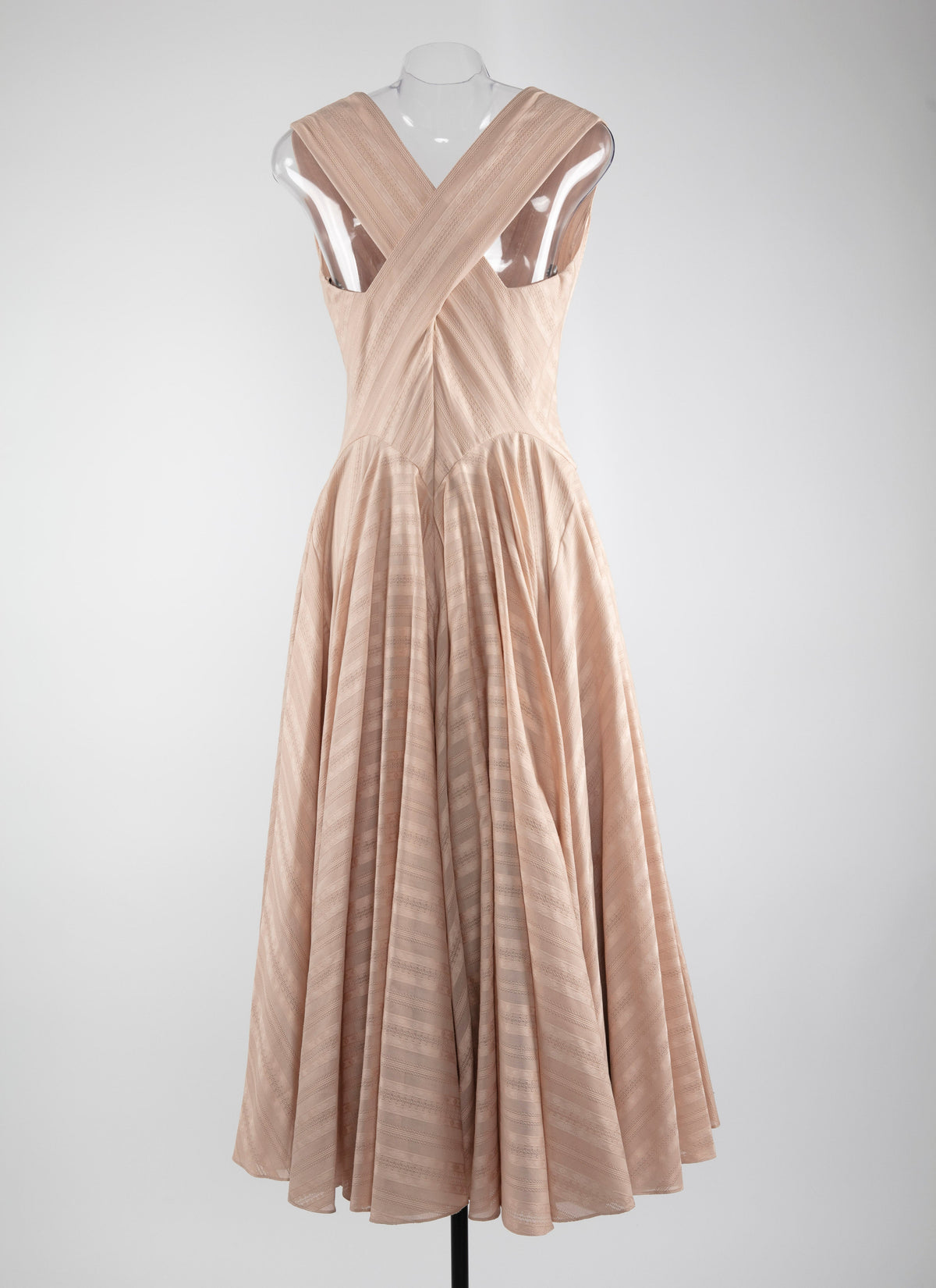 Sleeveless jacquard print dress - Nude