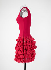 Robe à volants en maille - Magenta
