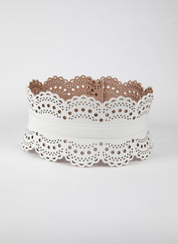 Ceinture corset perforée en cuir - Blanc optique