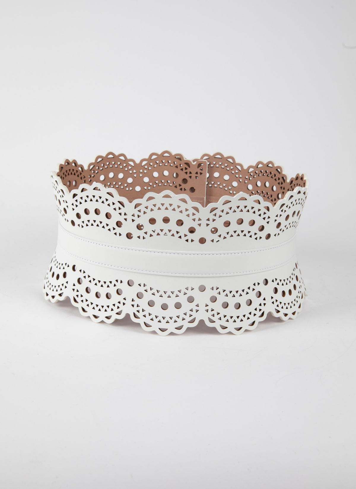 Ceinture corset perforée en cuir - Blanc optique