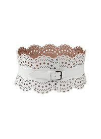 Ceinture corset perforée en cuir - Blanc optique