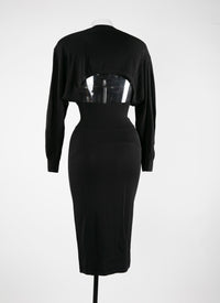 Robe à manches longues cintrée à la taille - Noir