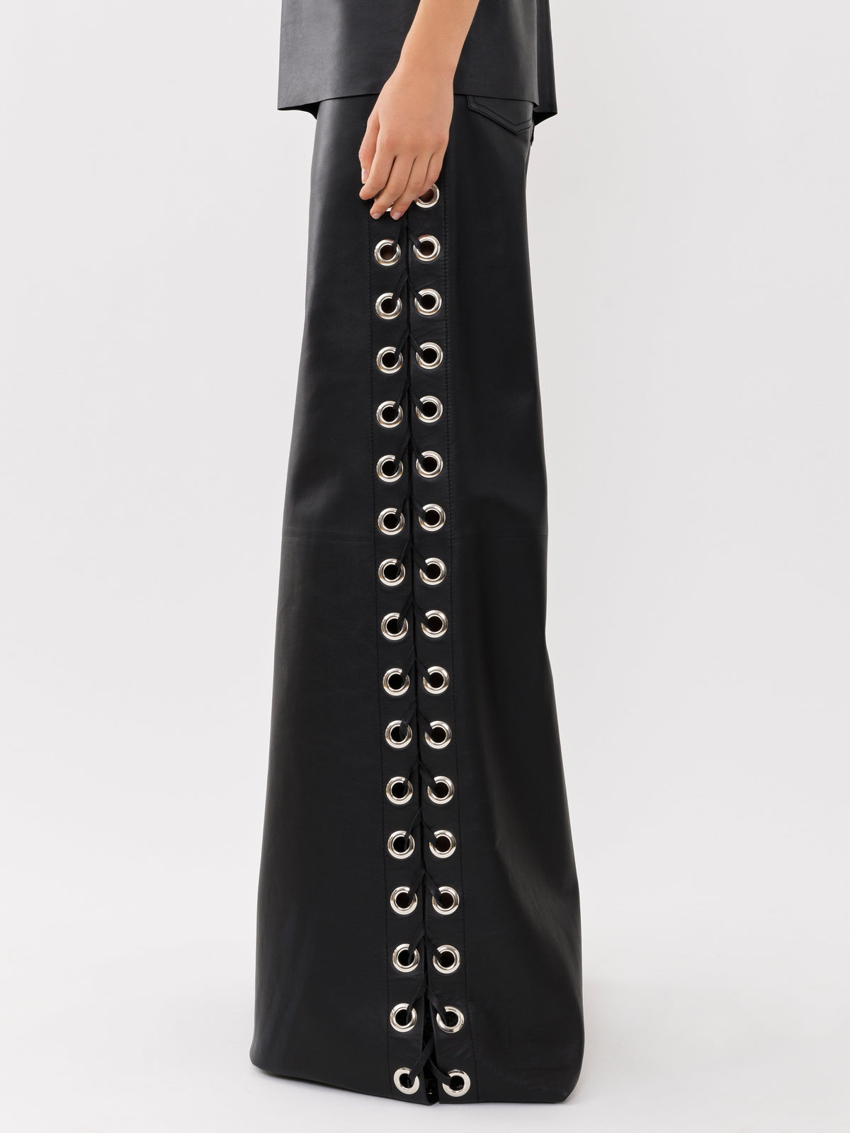 OK PORTE_Pantalon en cuir - Black