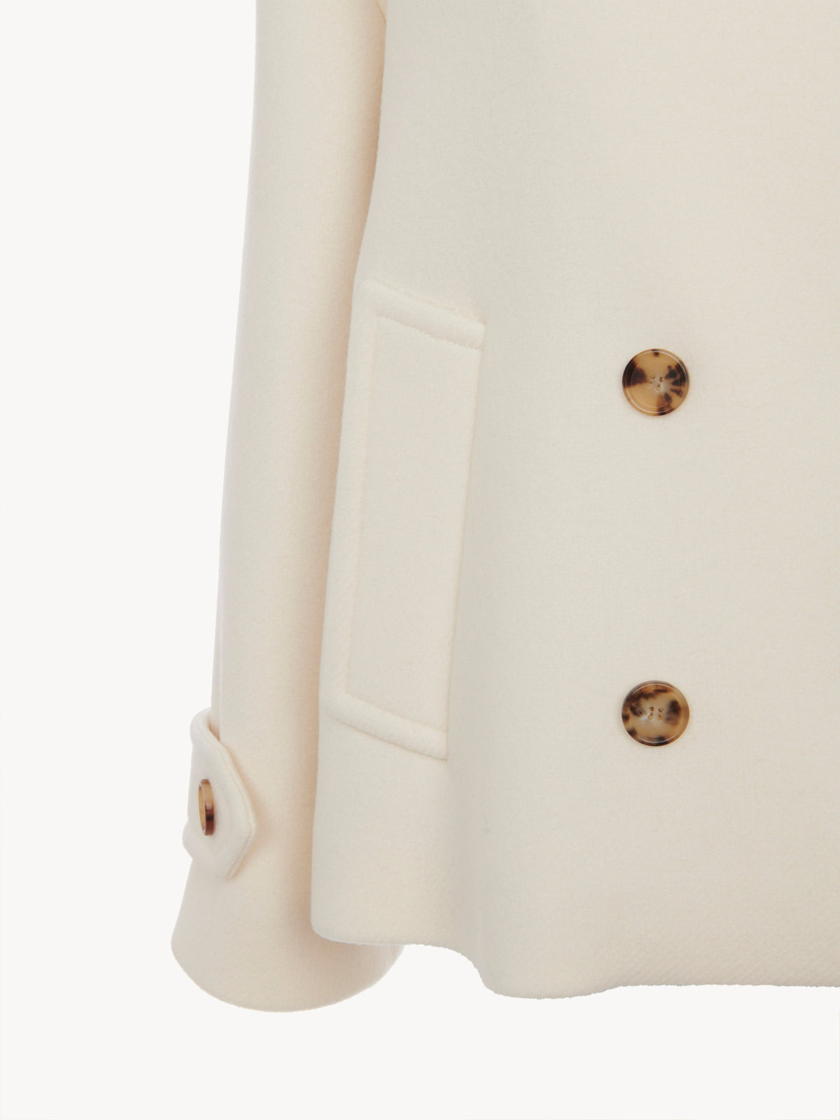 OK PORTE_Manteau court croisé en laine - Eden White