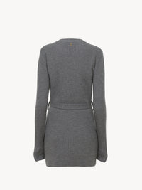 OK PORTE_Cardigan long ceinturé en laine - Urban Grey