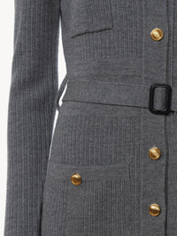 OK PORTE_Cardigan long ceinturé en laine - Urban Grey