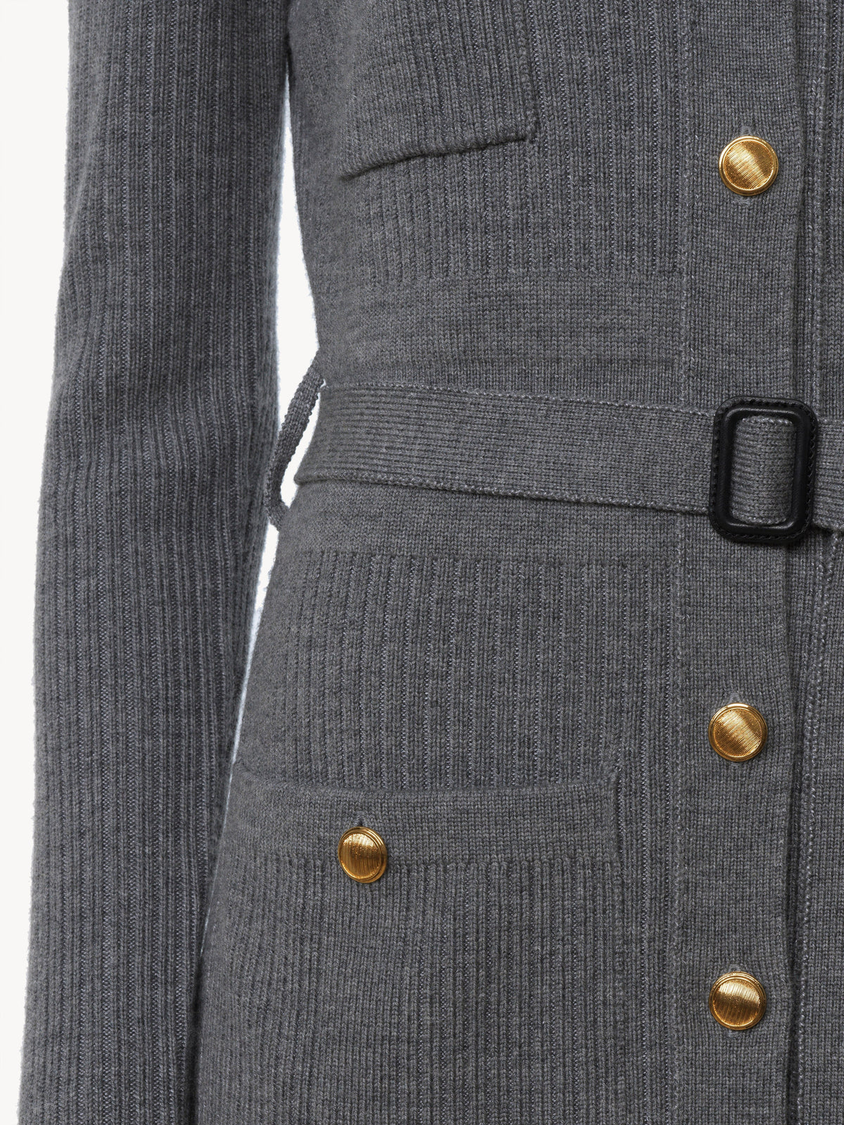 OK PORTE_Cardigan long ceinturé en laine - Urban Grey