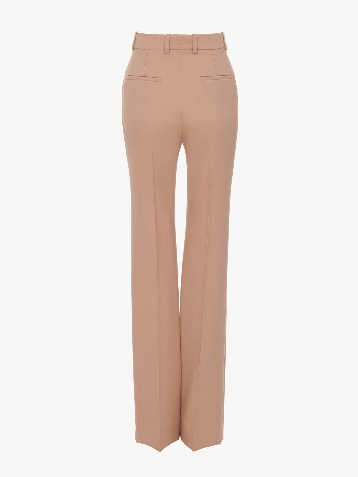 OK PORTE_Pantalon droit taille haute en laine - Sand Brown