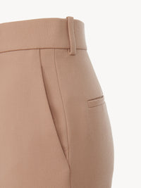 OK PORTE_Pantalon droit taille haute en laine - Sand Brown
