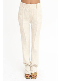 OK PORTE_Pantalon ajusté en tweed - Sandy Khaki