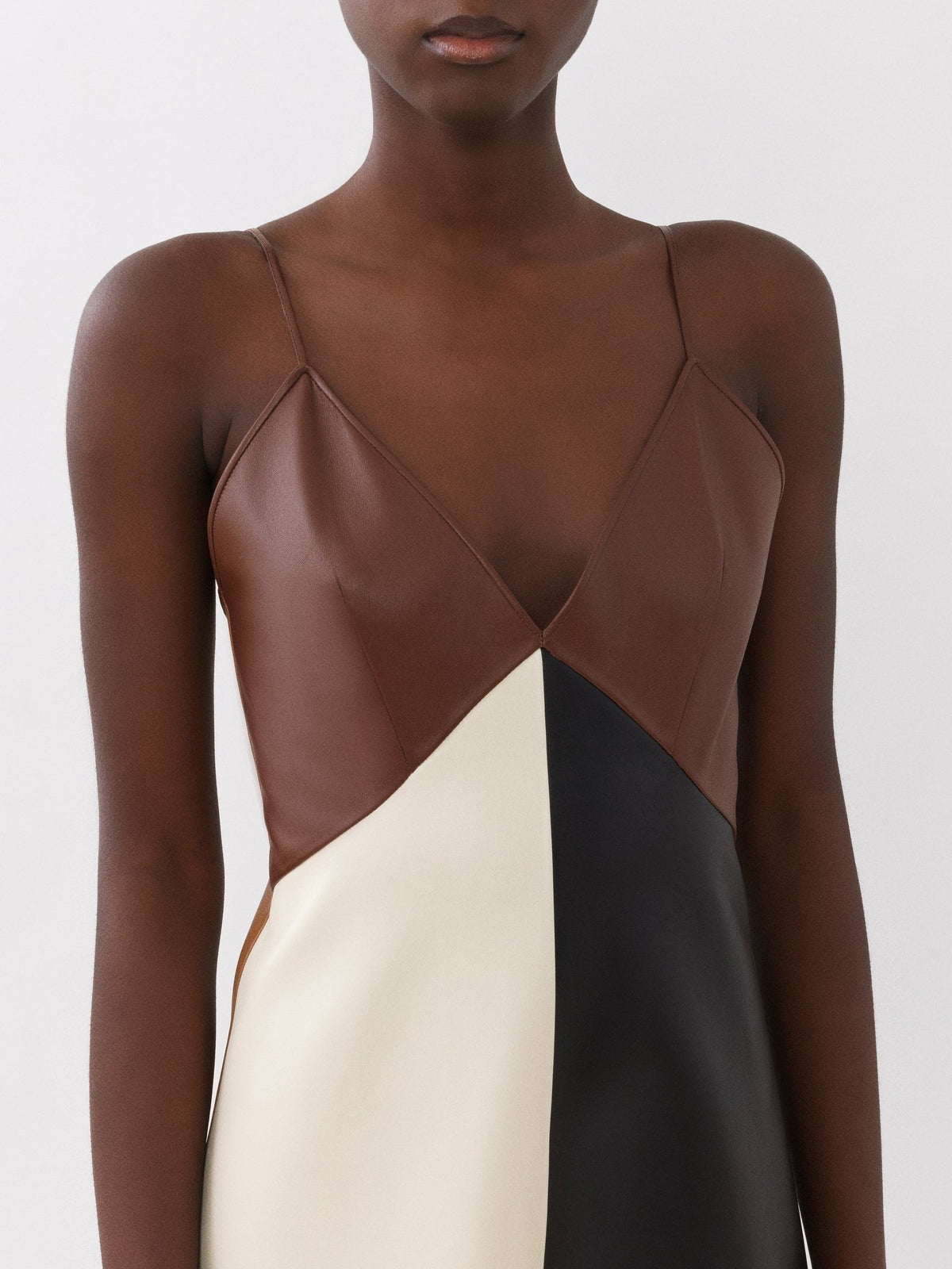 OK PORTE_Robe patchwork en cuir - Multicolor Brown