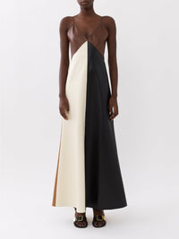 OK PORTE_Robe patchwork en cuir - Multicolor Brown