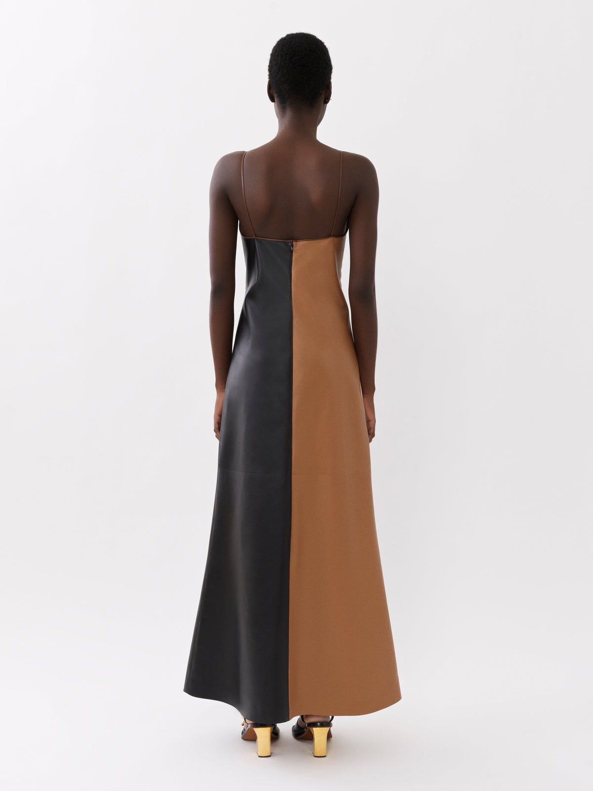 OK PORTE_Robe patchwork en cuir - Multicolor Brown