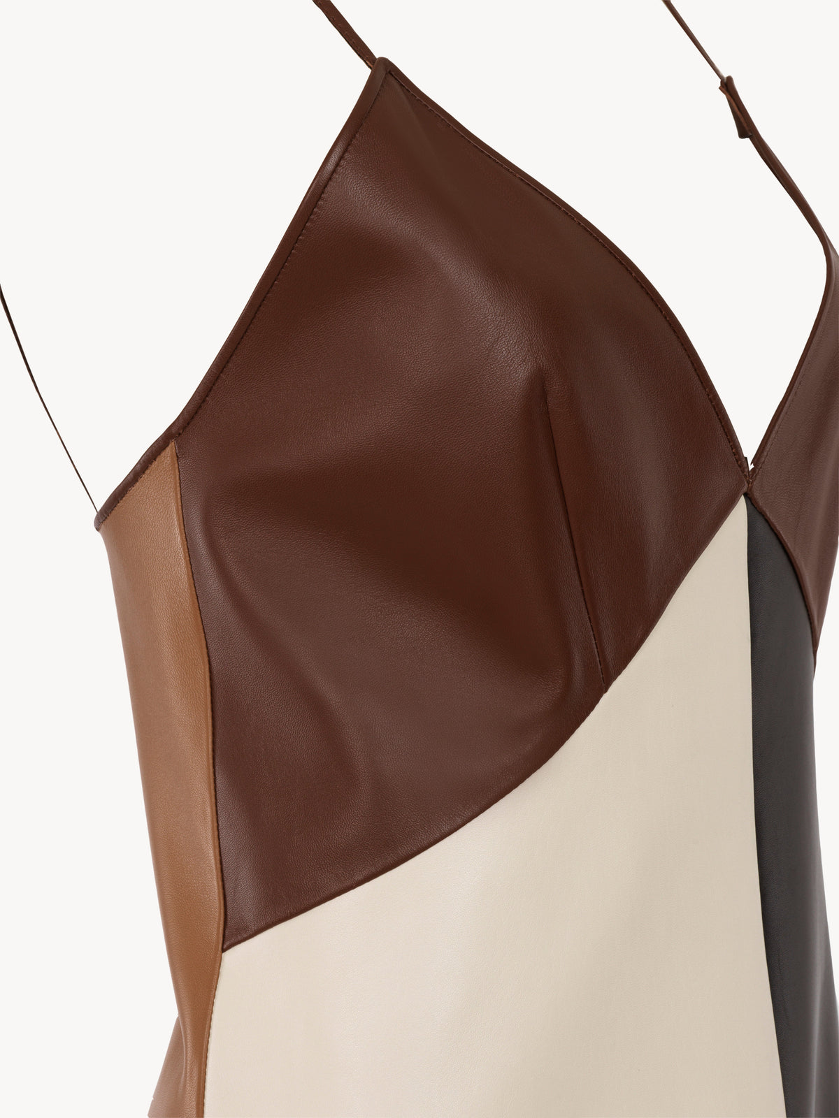 OK PORTE_Robe patchwork en cuir - Multicolor Brown