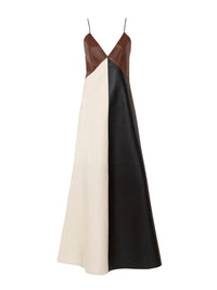 OK PORTE_Robe patchwork en cuir - Multicolor Brown
