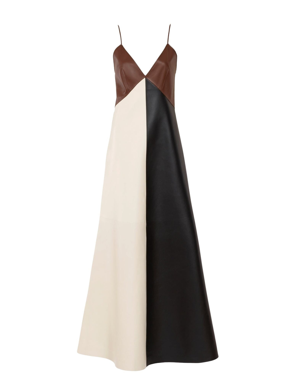 OK PORTE_Robe patchwork en cuir - Multicolor Brown