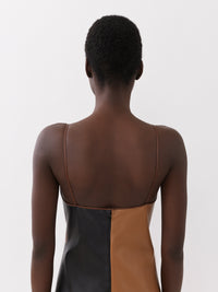 OK PORTE_Robe patchwork en cuir - Multicolor Brown