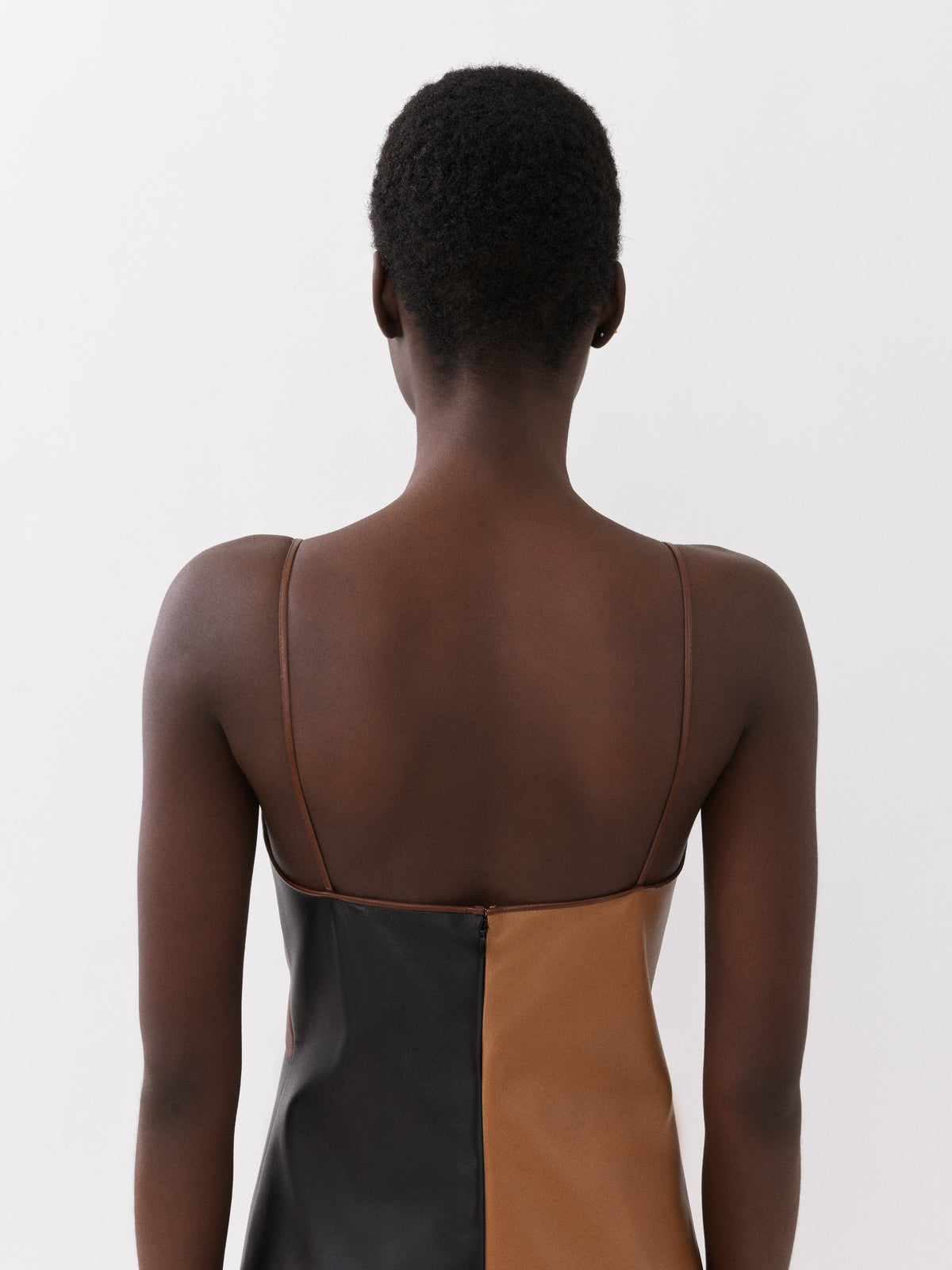 OK PORTE_Robe patchwork en cuir - Multicolor Brown
