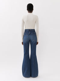 OK PORTE_Jean flare taille haute - Faded Denim