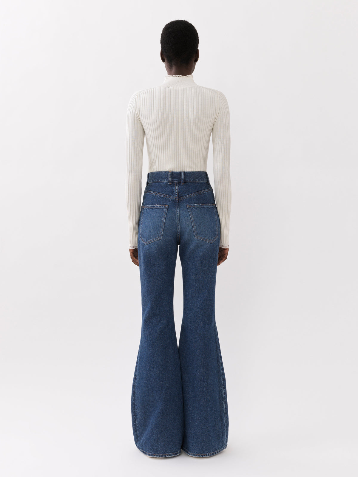 OK PORTE_Jean flare taille haute - Faded Denim