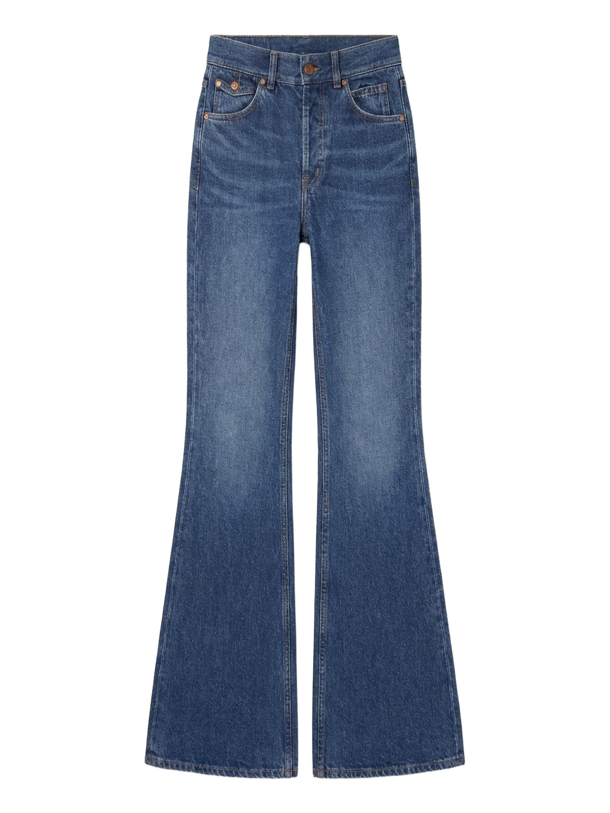OK PORTE_Jean flare taille haute - Faded Denim