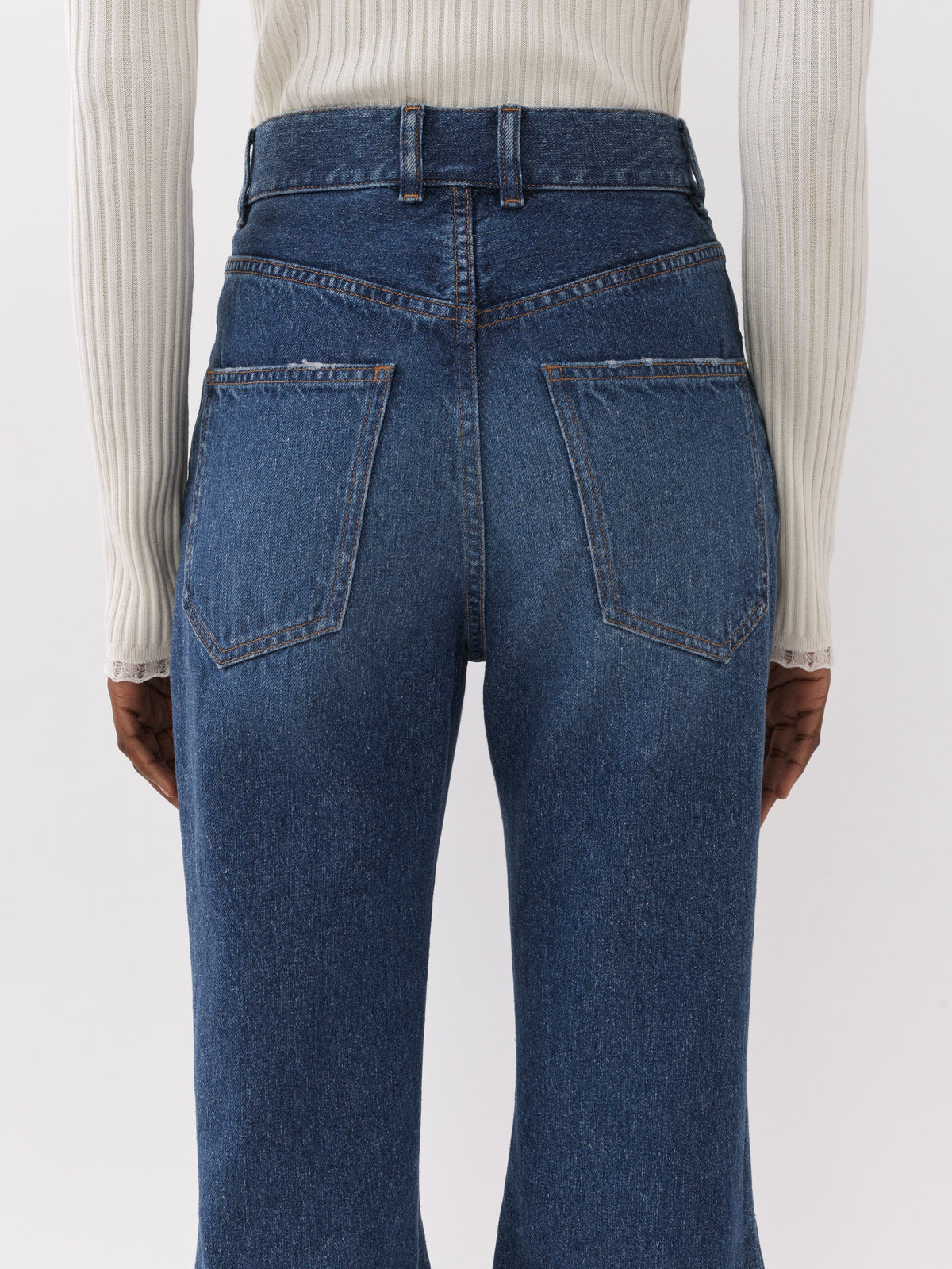 OK PORTE_Jean flare taille haute - Faded Denim
