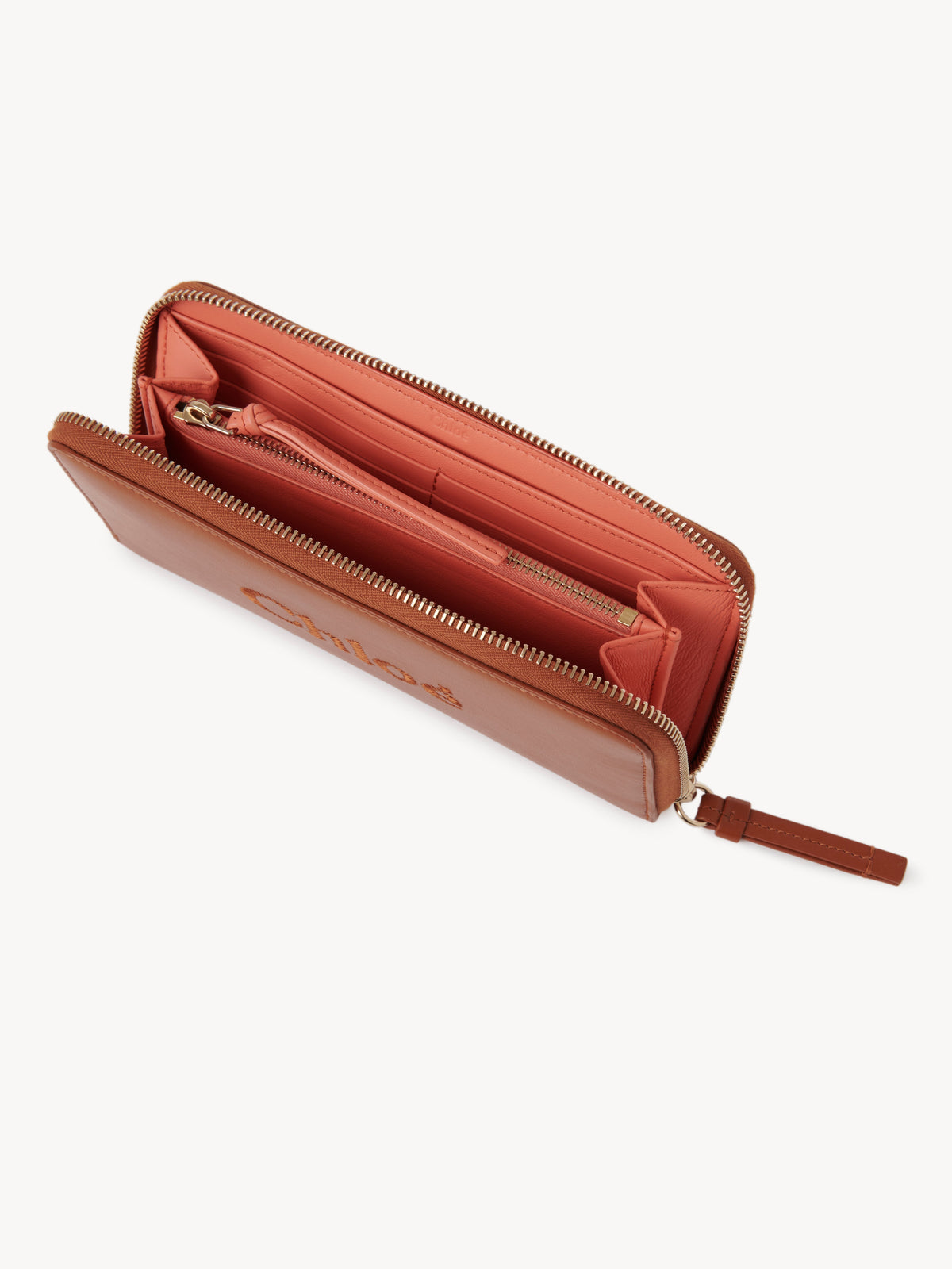 NO PORTE_Portefeuille long zippé Chloé Sense en cuir - Caramel