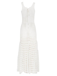 OK PORTE_Robe maxi sans manches en soie - White