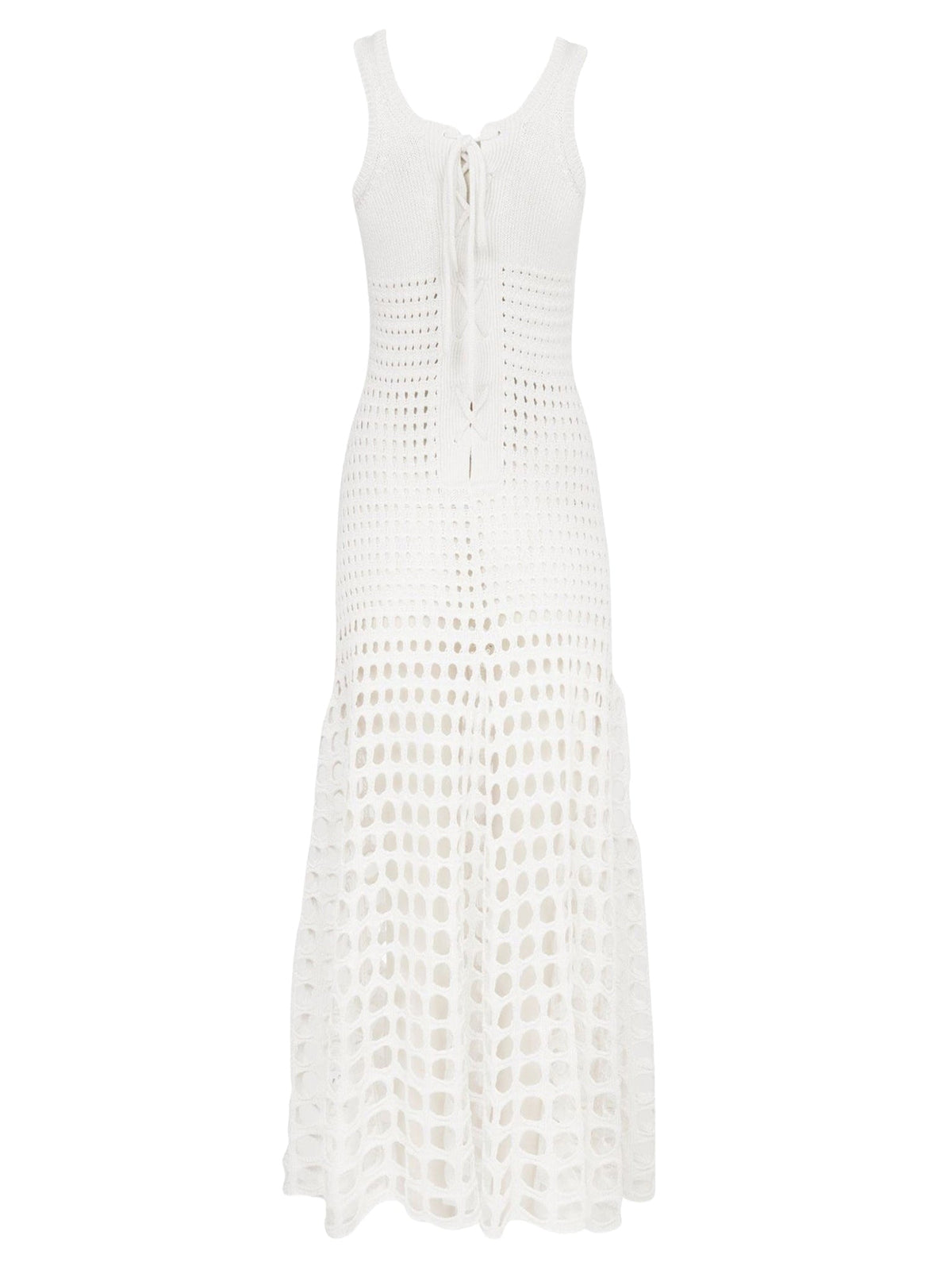 OK PORTE_Robe maxi sans manches en soie - White