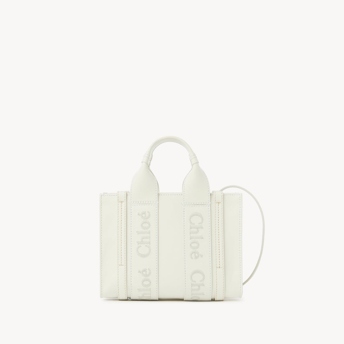 OK PORTE_Mini cabas Woody à bandoulière en cuir - White