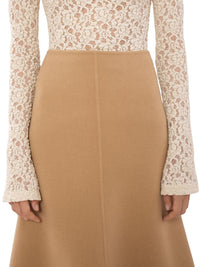 OK PORTE_Jupe en laine et cachemire - Pearl Beige