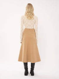 OK PORTE_Jupe en laine et cachemire - Pearl Beige