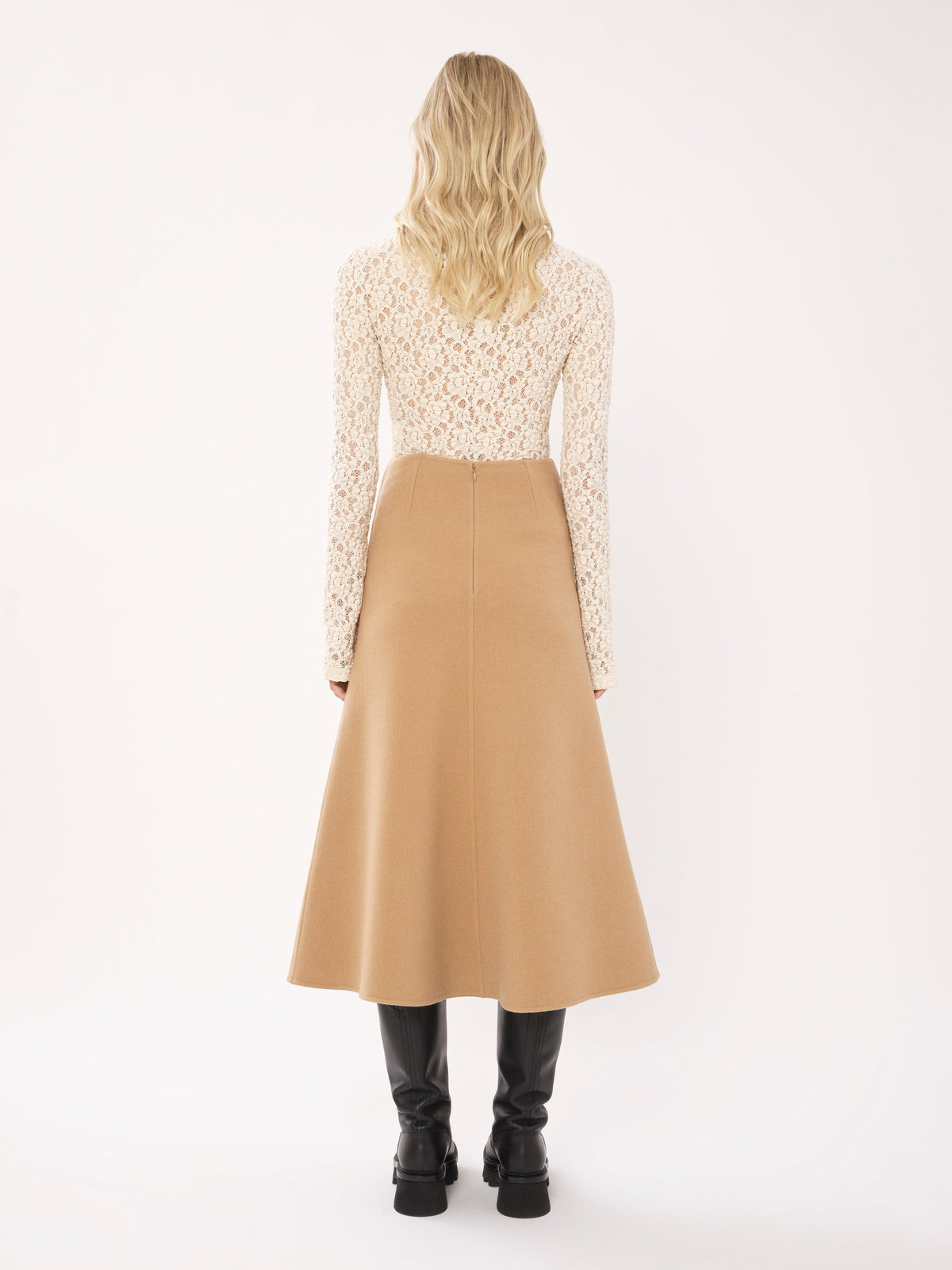 OK PORTE_Jupe en laine et cachemire - Pearl Beige
