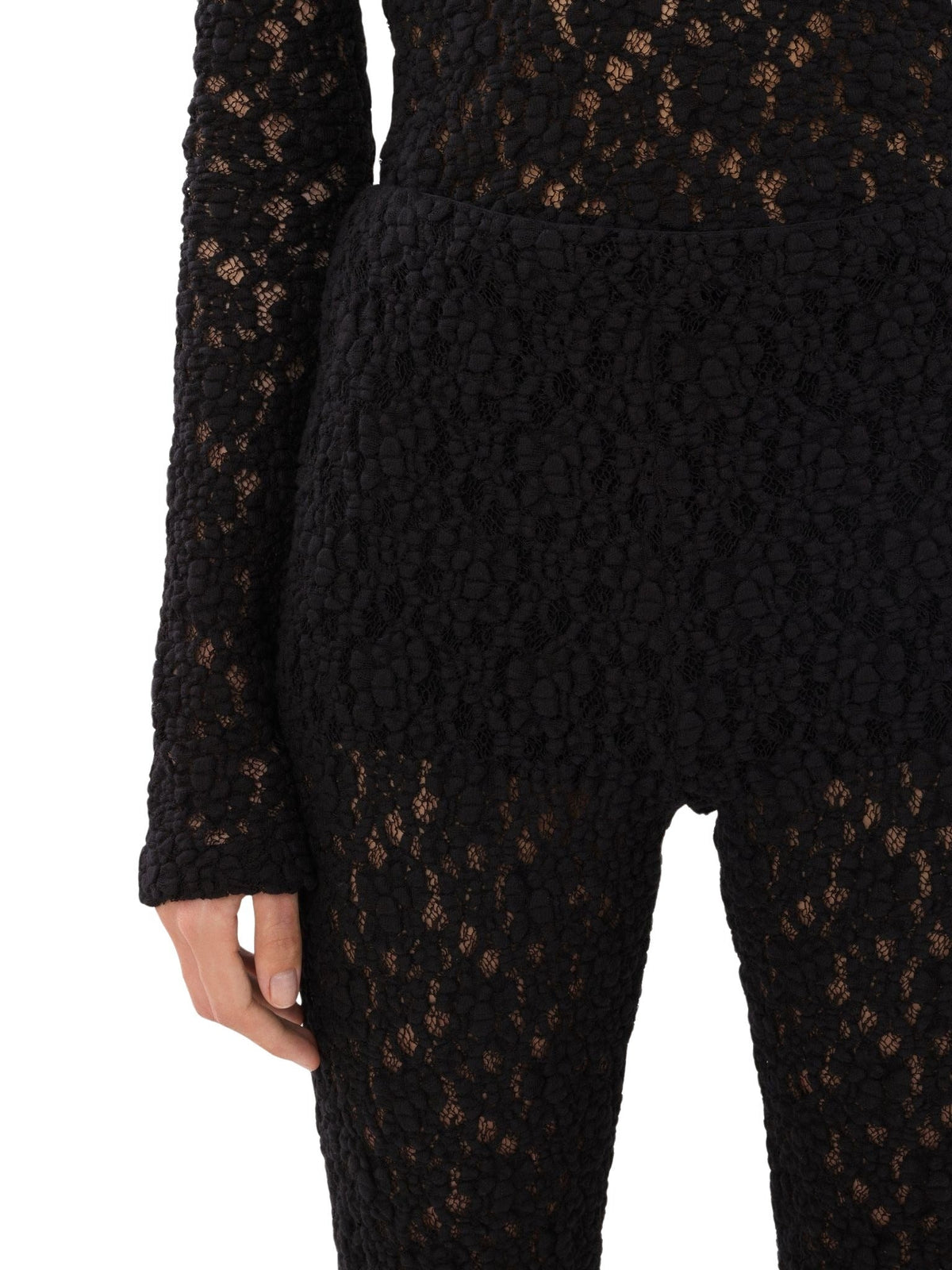 OK PORTE_Pantalon flare ajouré - Black