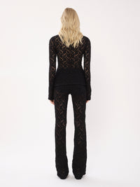 OK PORTE_Pantalon flare ajouré - Black