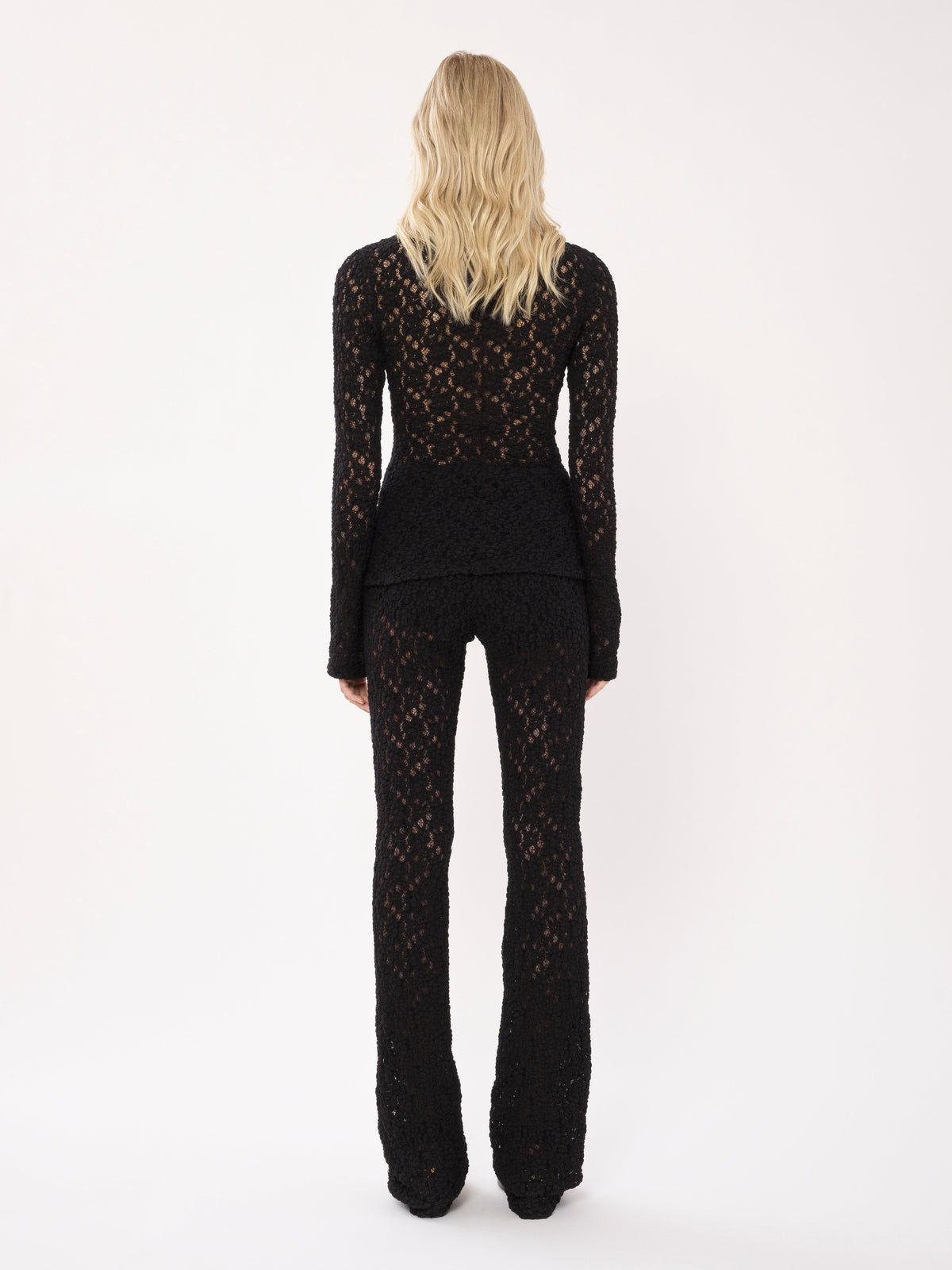 OK PORTE_Pantalon flare ajouré - Black