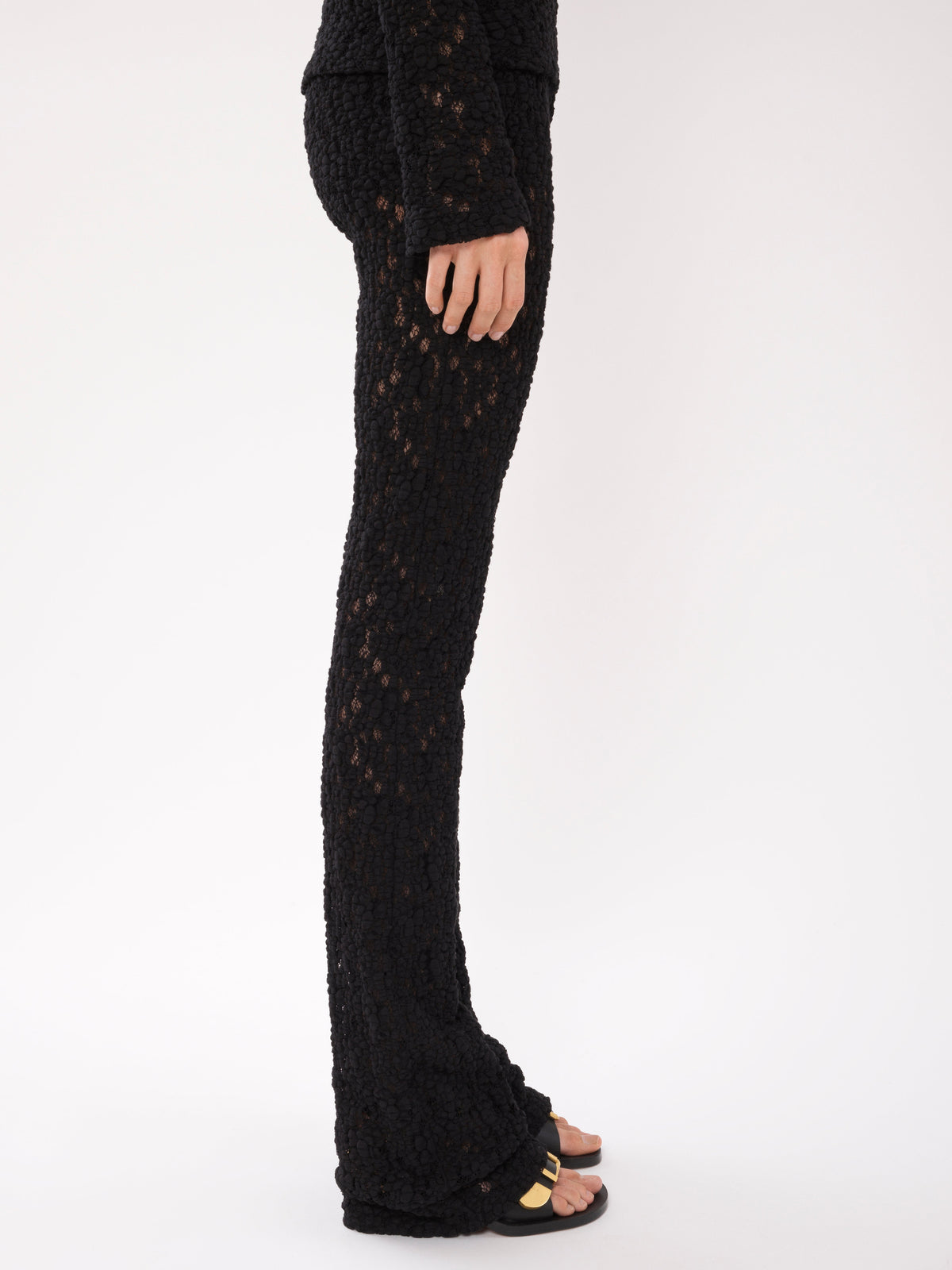 OK PORTE_Pantalon flare ajouré - Black