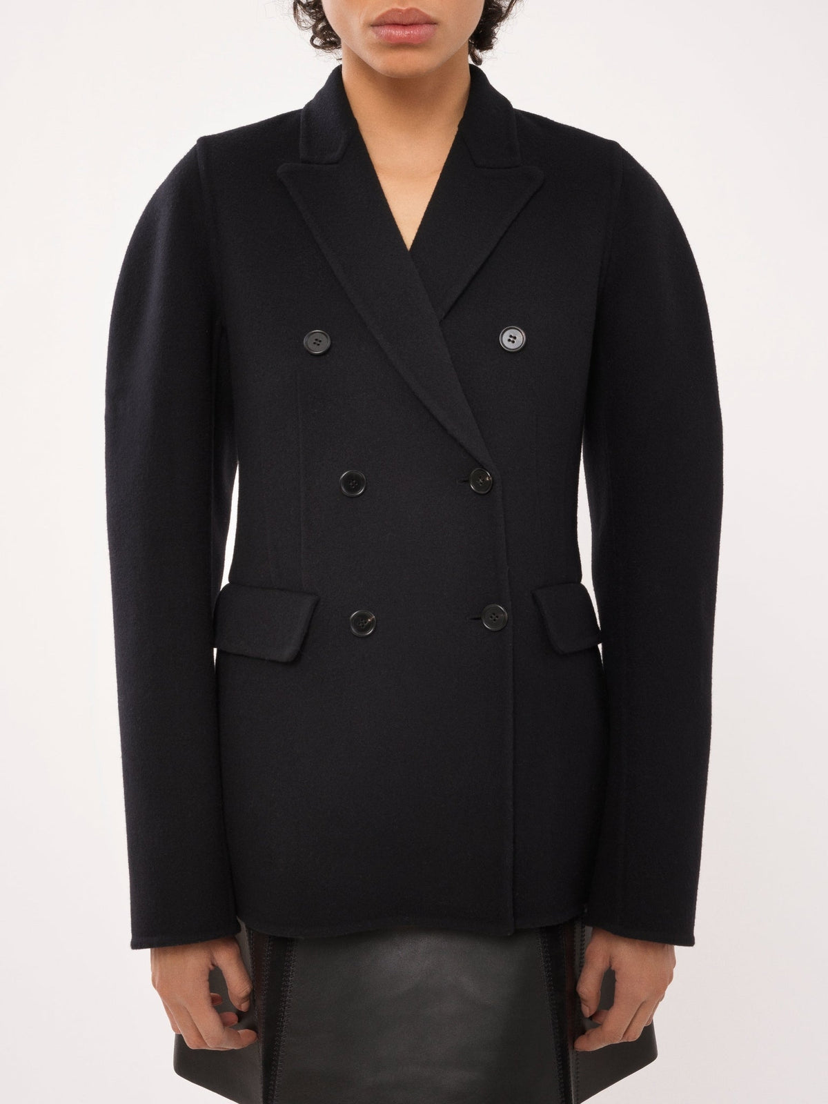 OK PORTE_Veste en laine et cachemire - Black