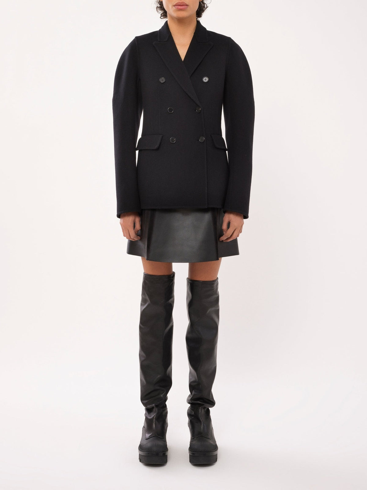 OK PORTE_Veste en laine et cachemire - Black