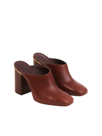 OK PORTE_Mules Ambre à talons 95 en cuir - Cognac Brown