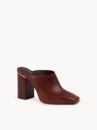 OK PORTE_Mules Ambre à talons 95 en cuir - Cognac Brown