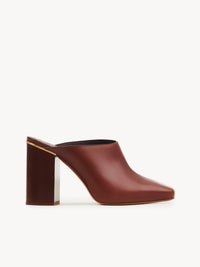 OK PORTE_Mules Ambre à talons 95 en cuir - Cognac Brown