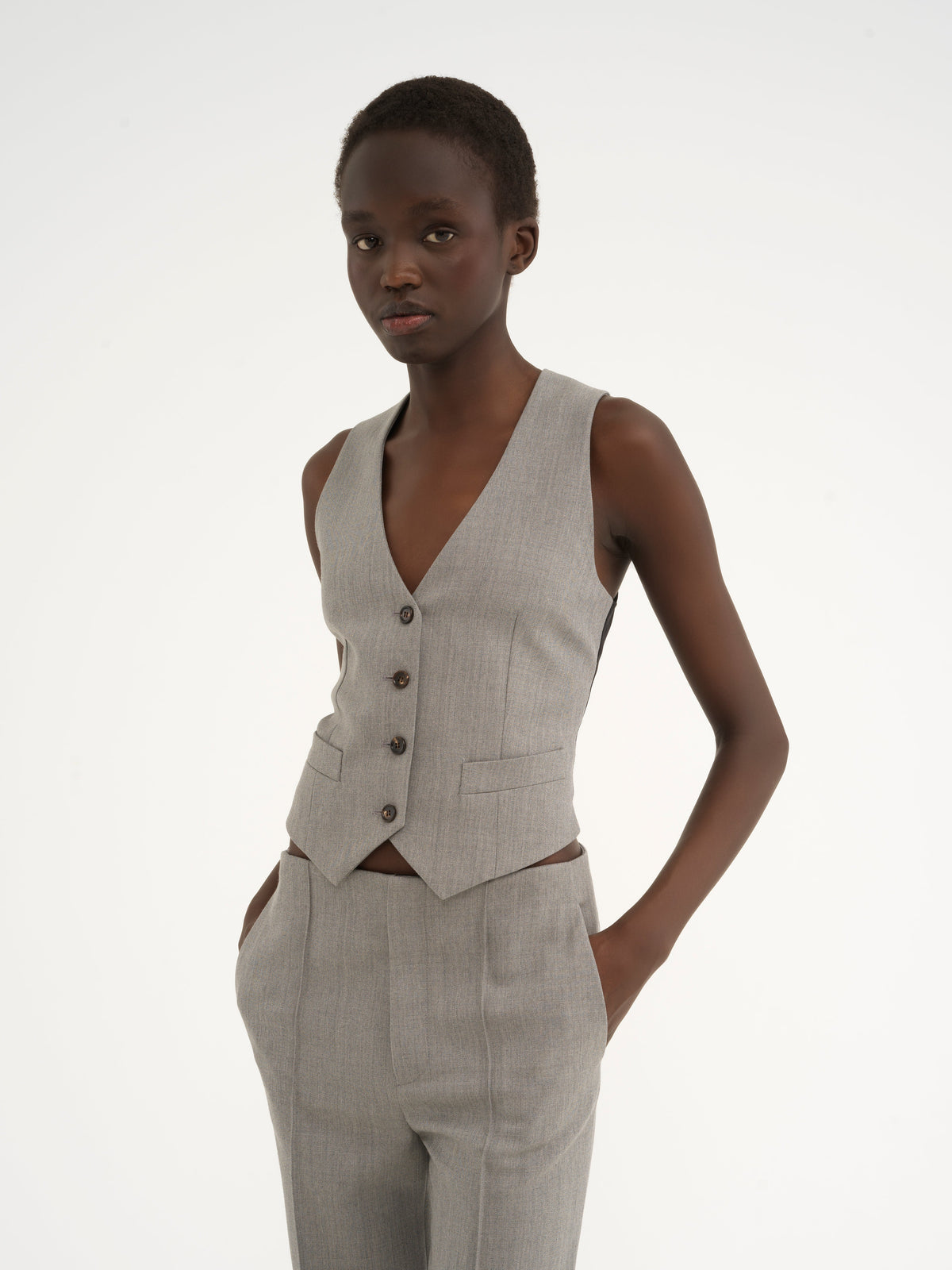 OK PORTE_Swan Grey GILET - Swan Grey
