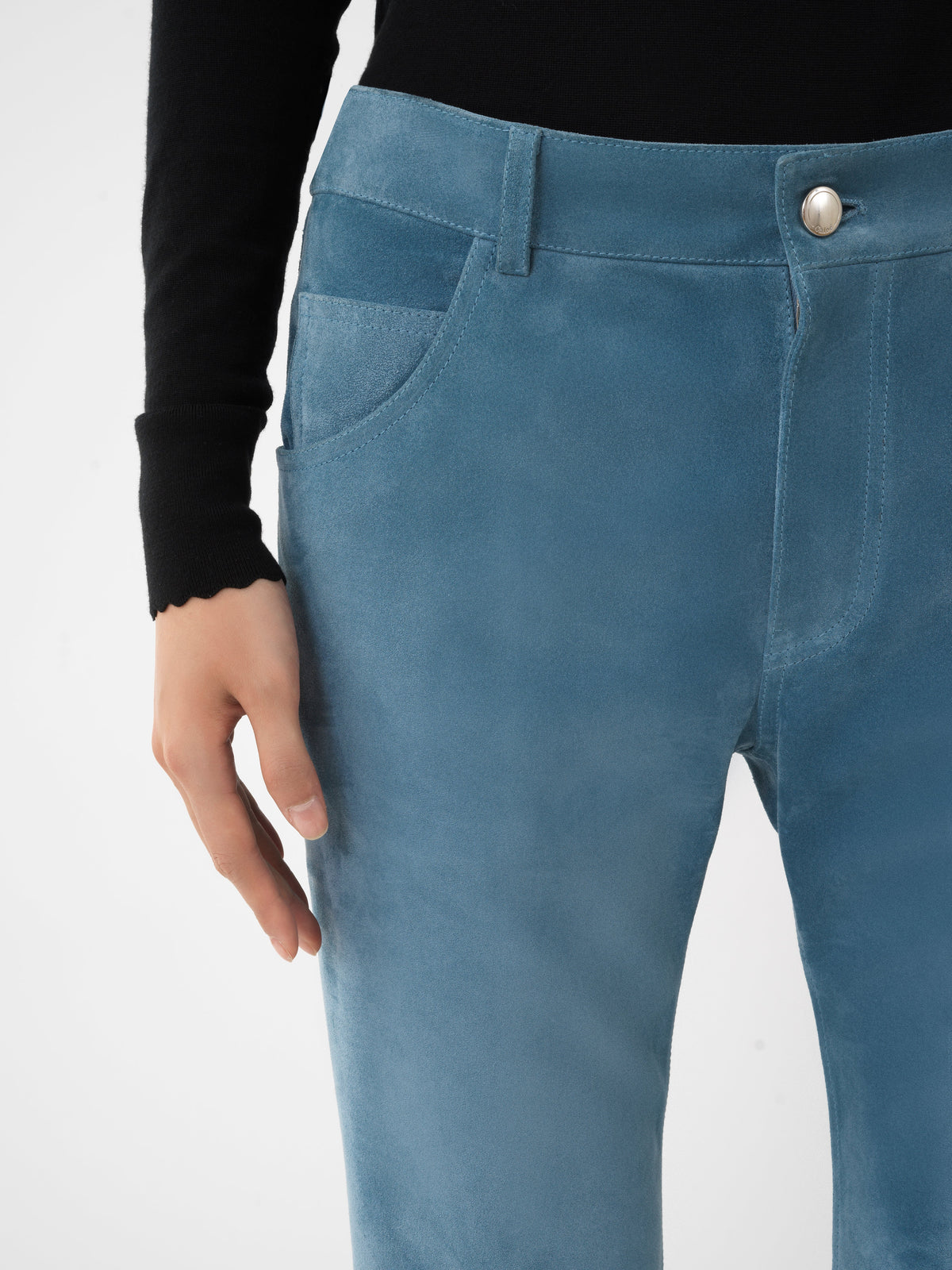 OK PORTE_Pantalon ample en cuir - Grizzled Blue