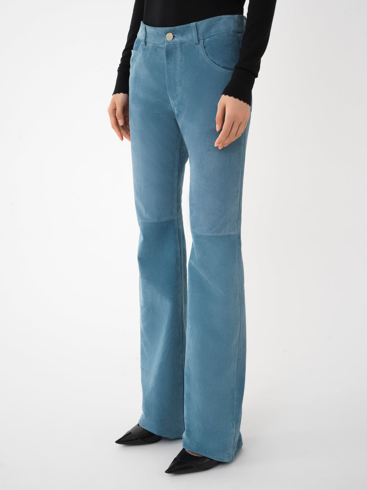 OK PORTE_Pantalon ample en cuir - Grizzled Blue