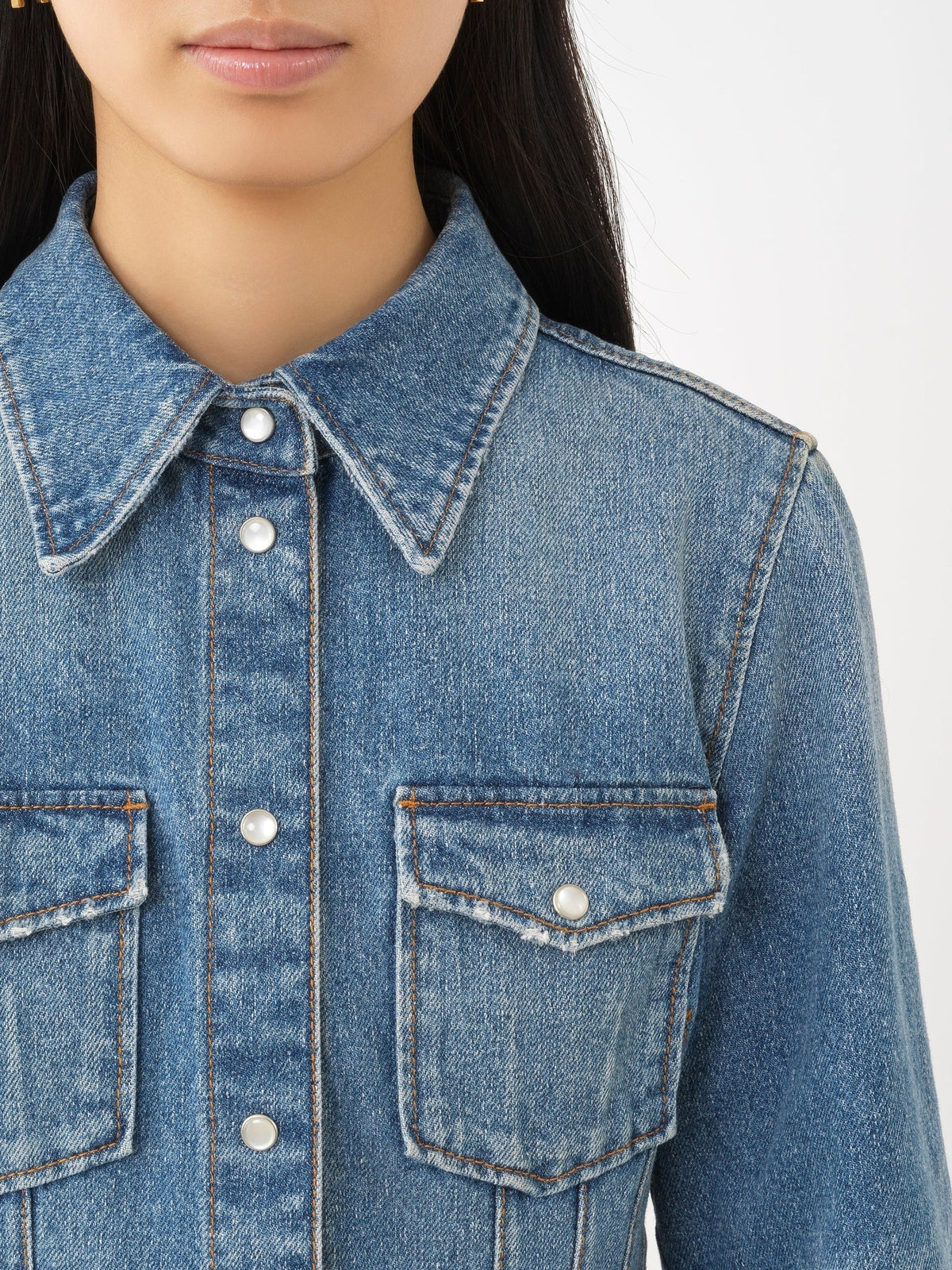 OK PORTE_Chemise à pressions en denim - Foggy Blue