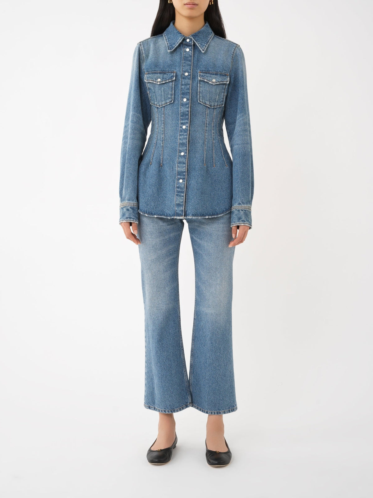 OK PORTE_Chemise à pressions en denim - Foggy Blue