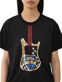 OK PORTE_T-shirt à motif guitare - Black