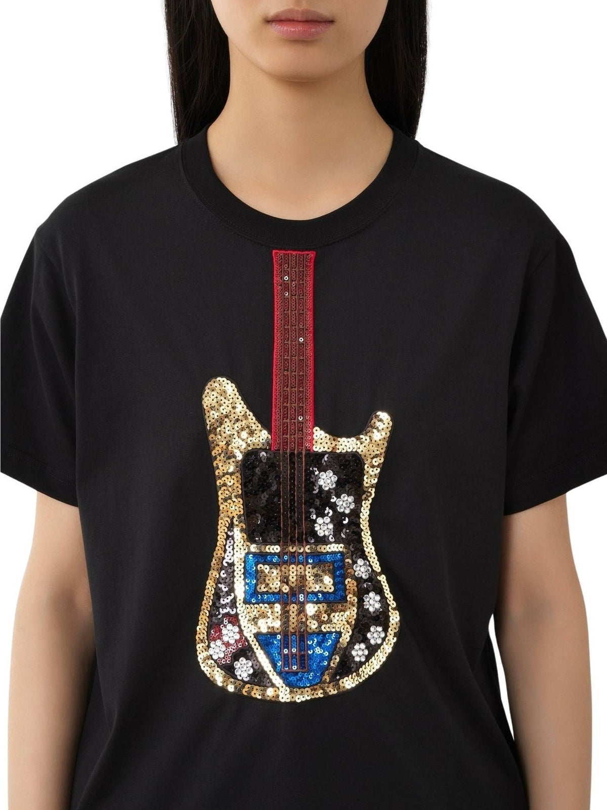 OK PORTE_T-shirt à motif guitare - Black